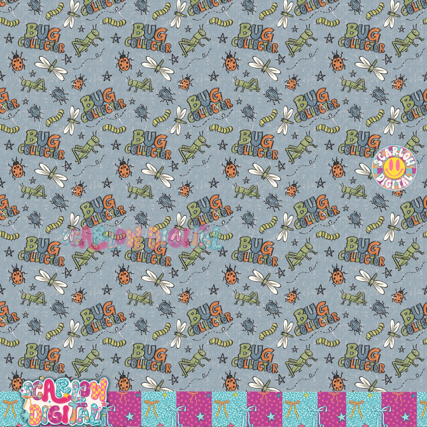 Bug Collector Seamless Pattern Digital Design