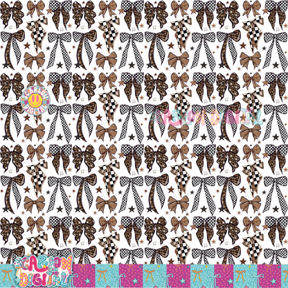 Leopard and Checkers Bows Seamless Pattern Digital Design