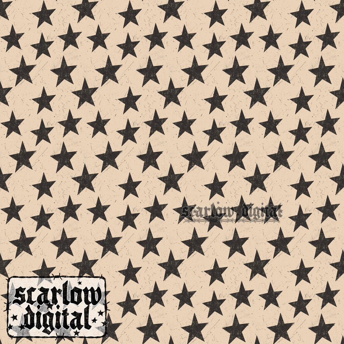 Black Stars Seamless Pattern Digital Design