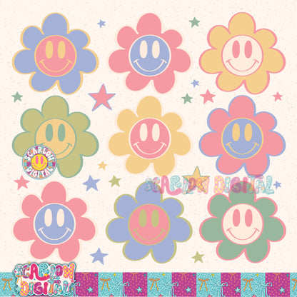 Happy Flowers PNG Digital Design