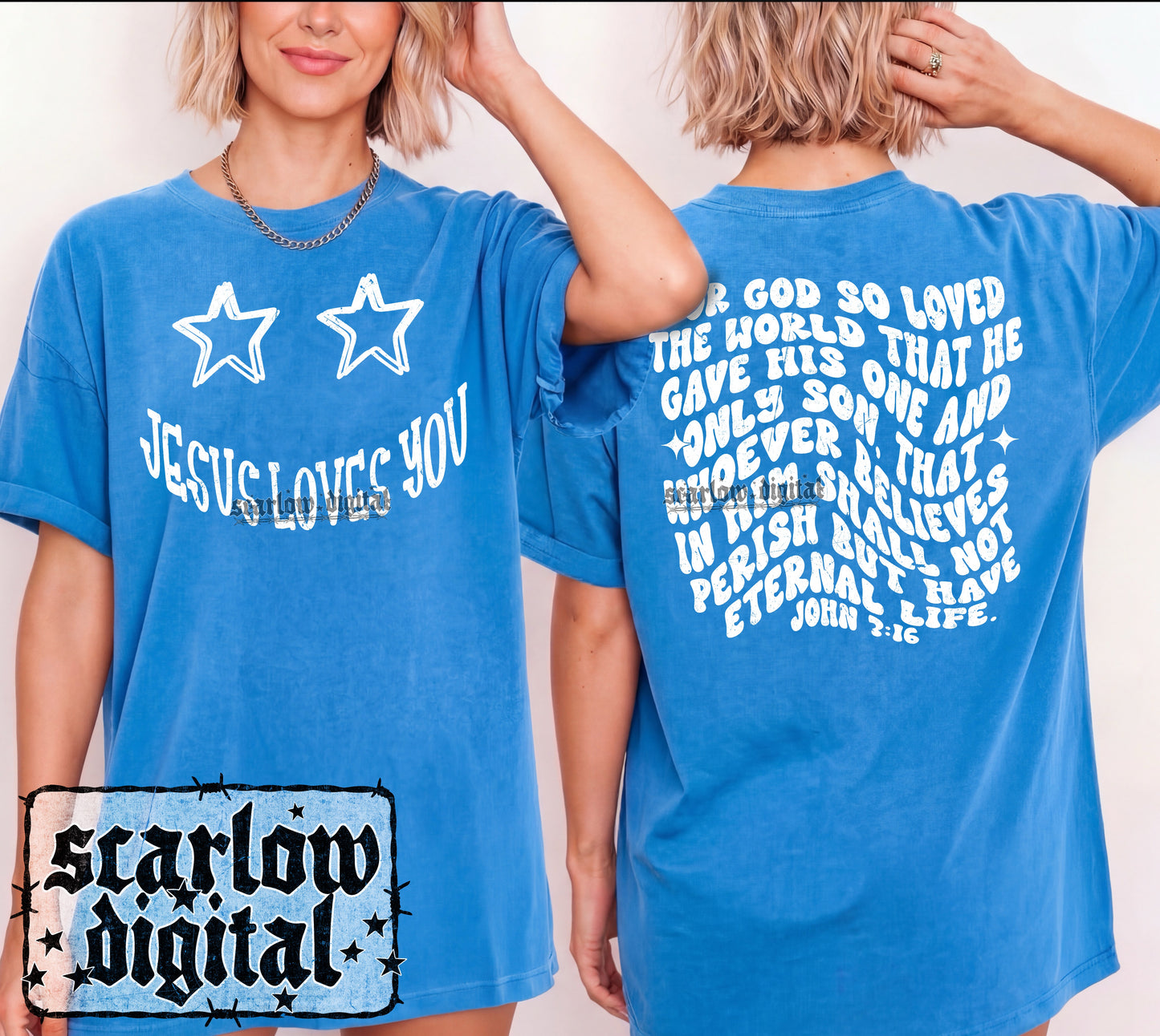 Jesus Loves You John 3:16 PNG Digital Design