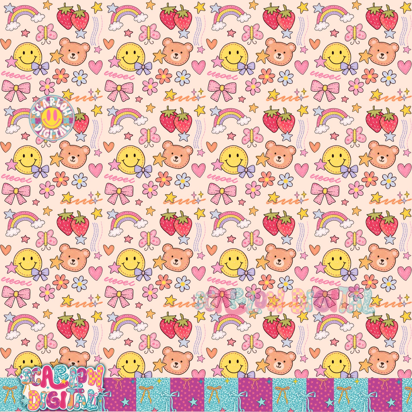 Colorful Doodles Seamless Pattern Digital Design