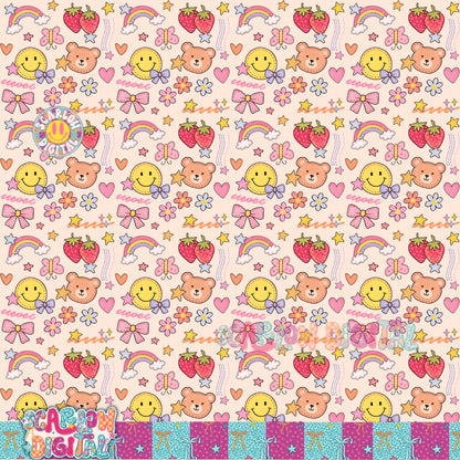 Colorful Doodles Seamless Pattern Digital Design