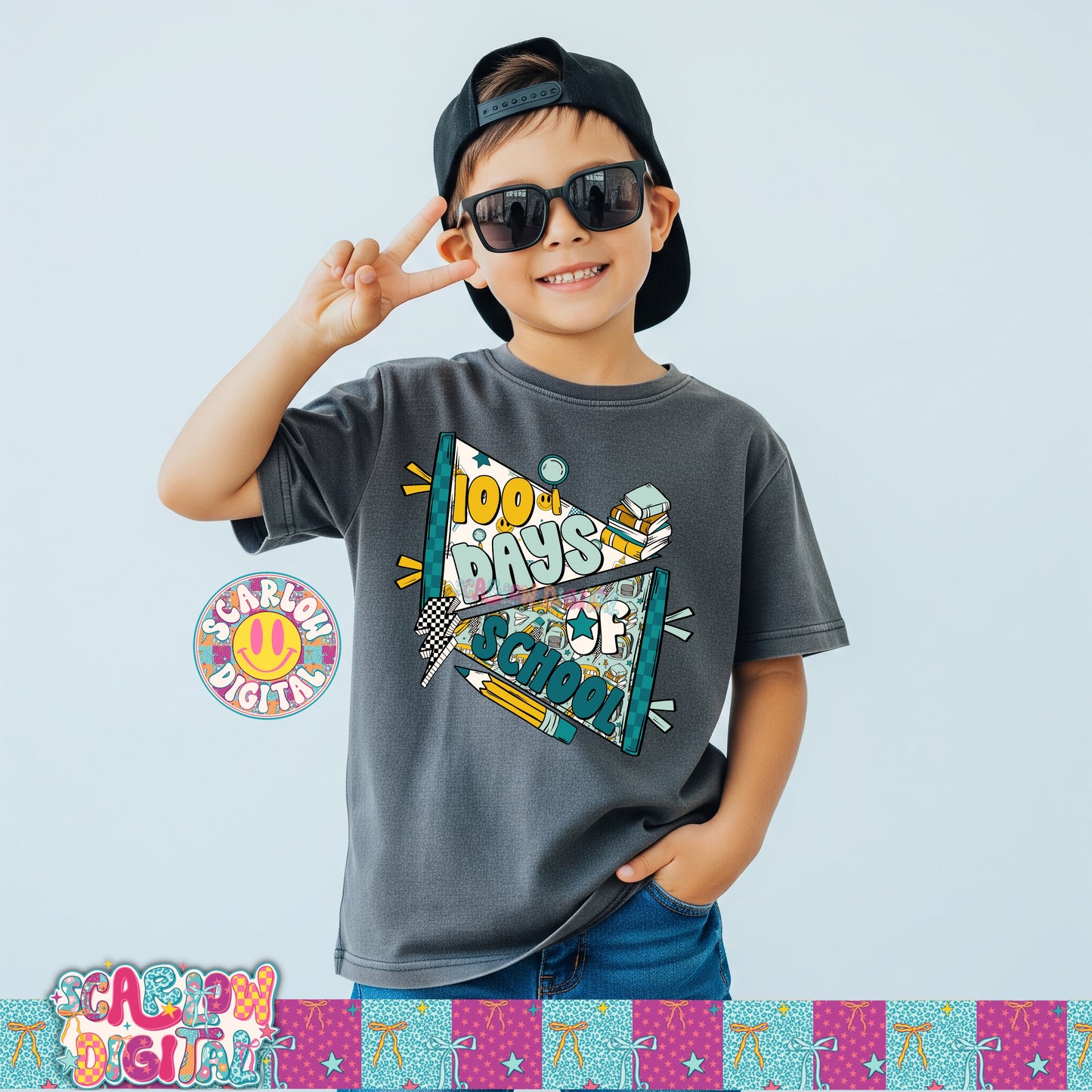 100 Days of School PNG Digital Design