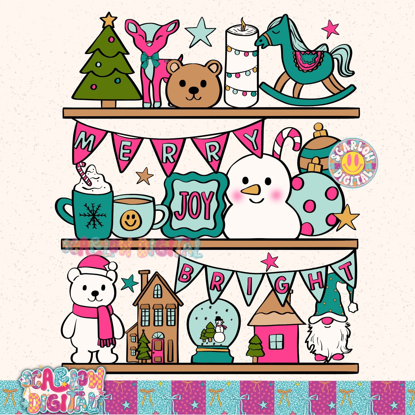 Christmas Shelves PNG Digital Design