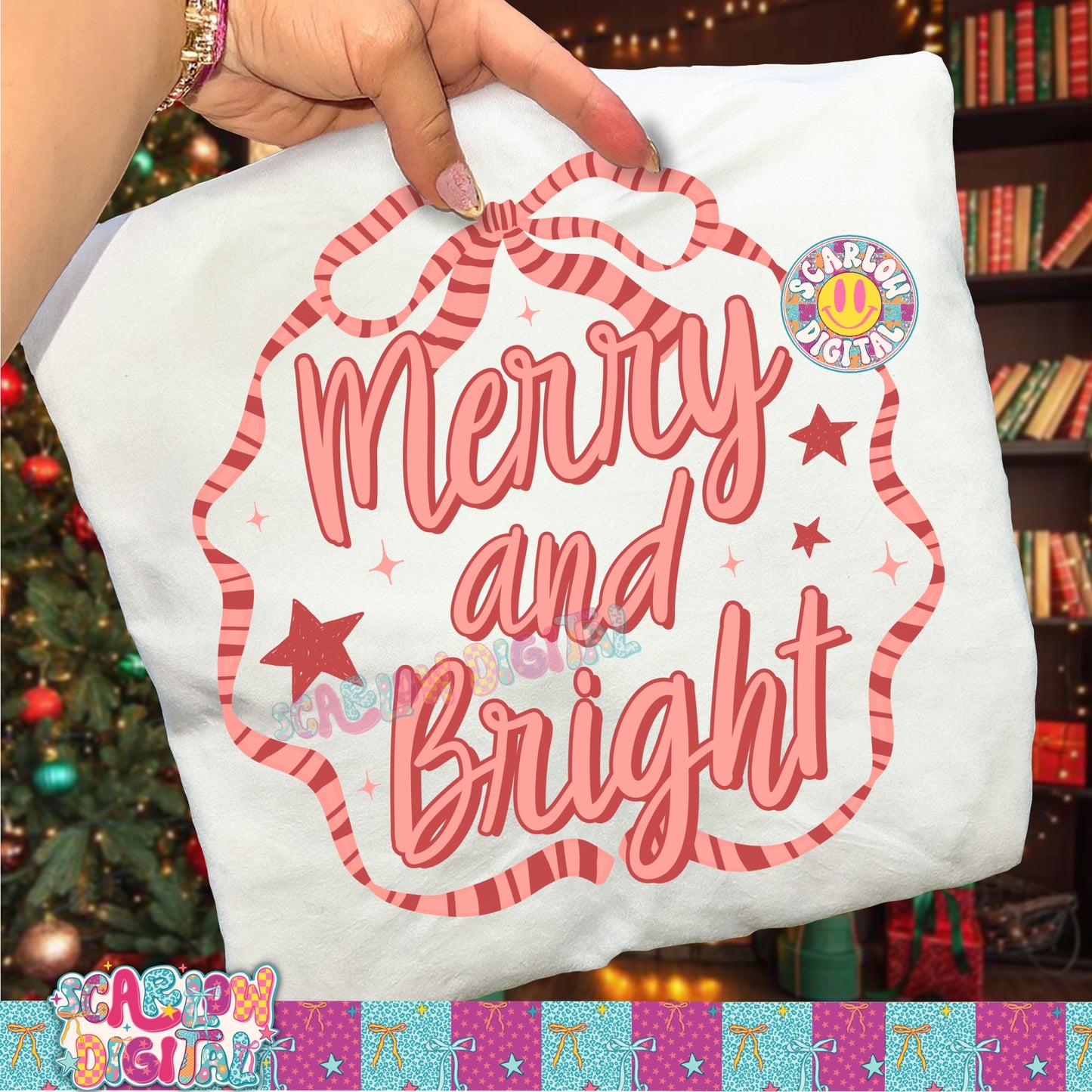 Merry and Bright PNG Digital Design
