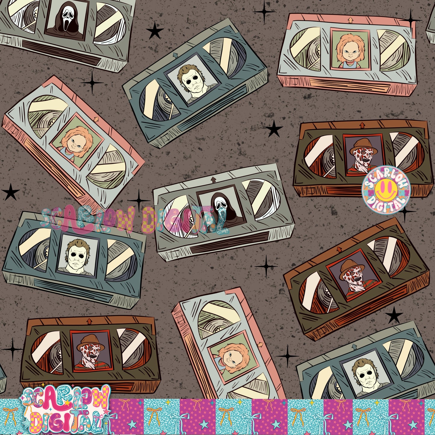 TODAY ONLY: Horror Movies Seamless Pattern Digital Design