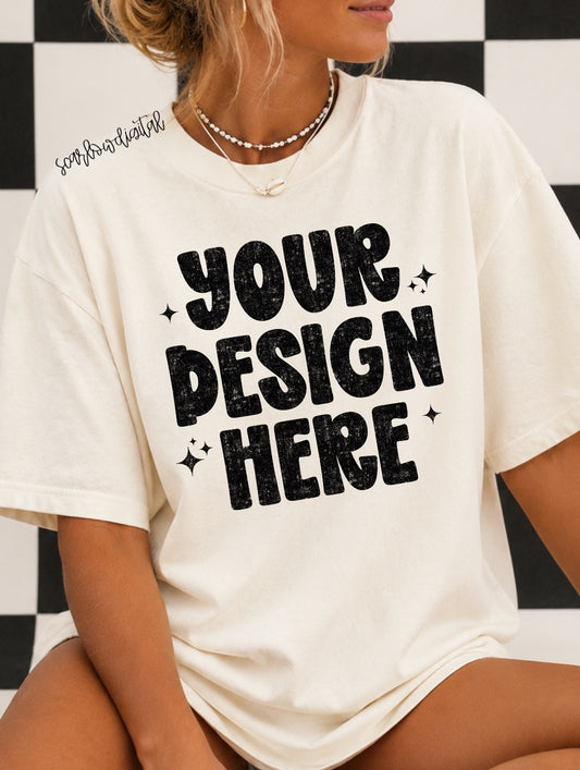 Ivory Comfort Colors Unisex Garment-Dyed Heavyweight T-Shirt 1717 Mockup