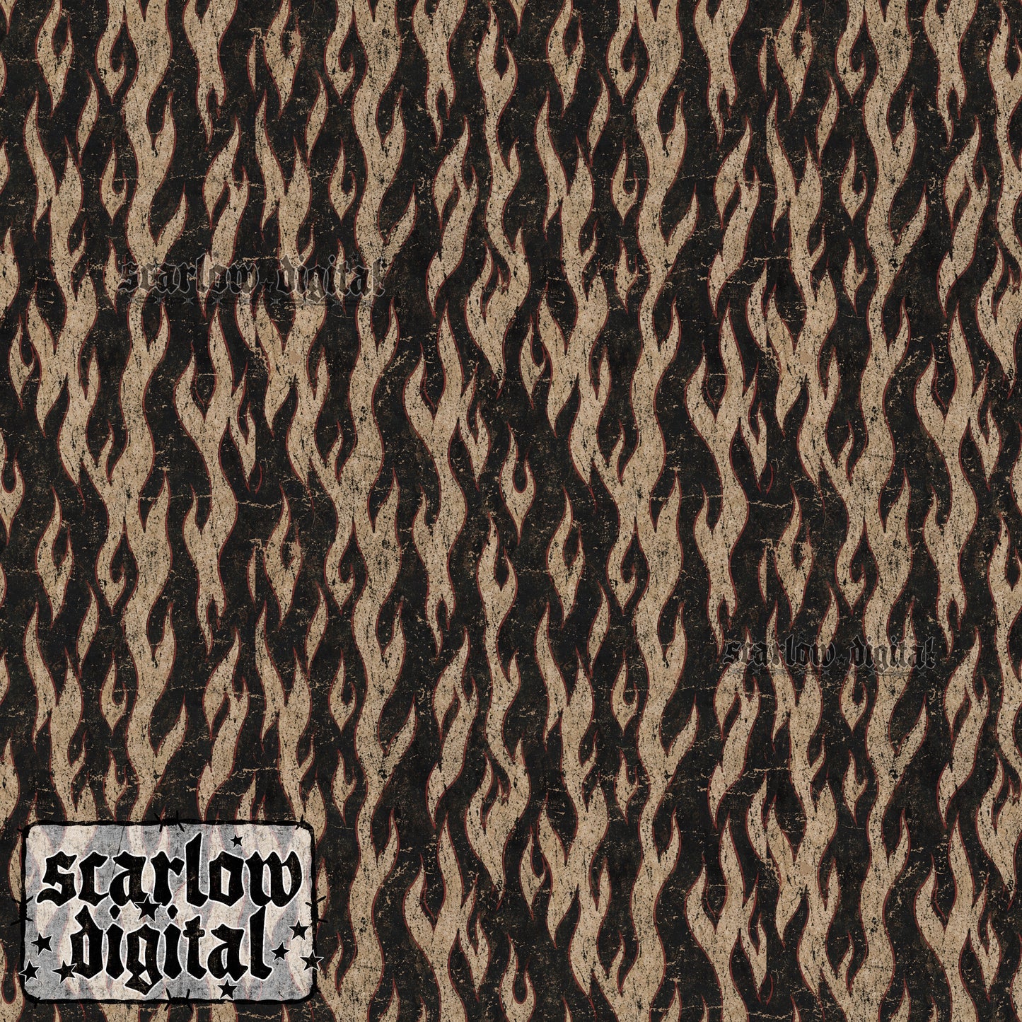 Vintage Flames Seamless Pattern Digital Design