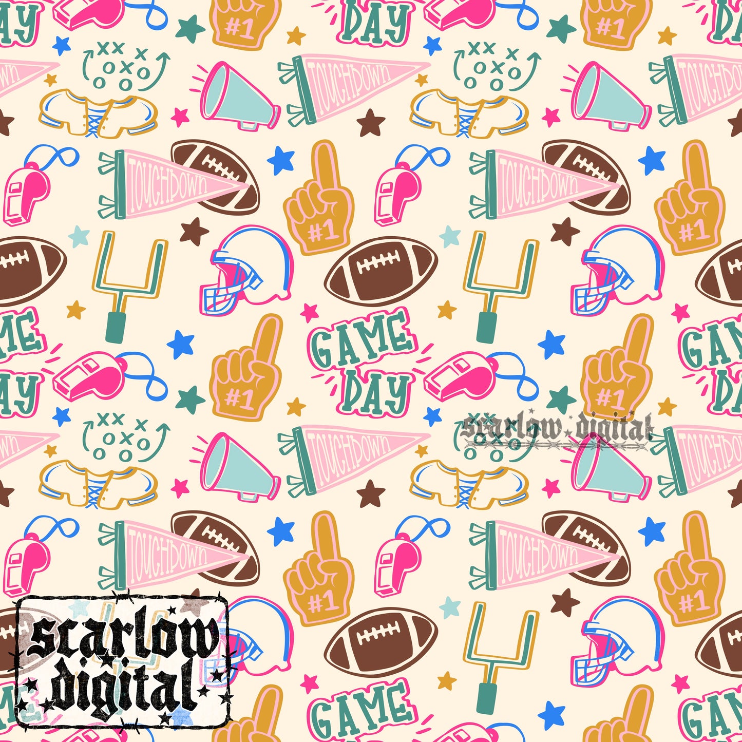Game Day Football Seamless Pattern Digital Design