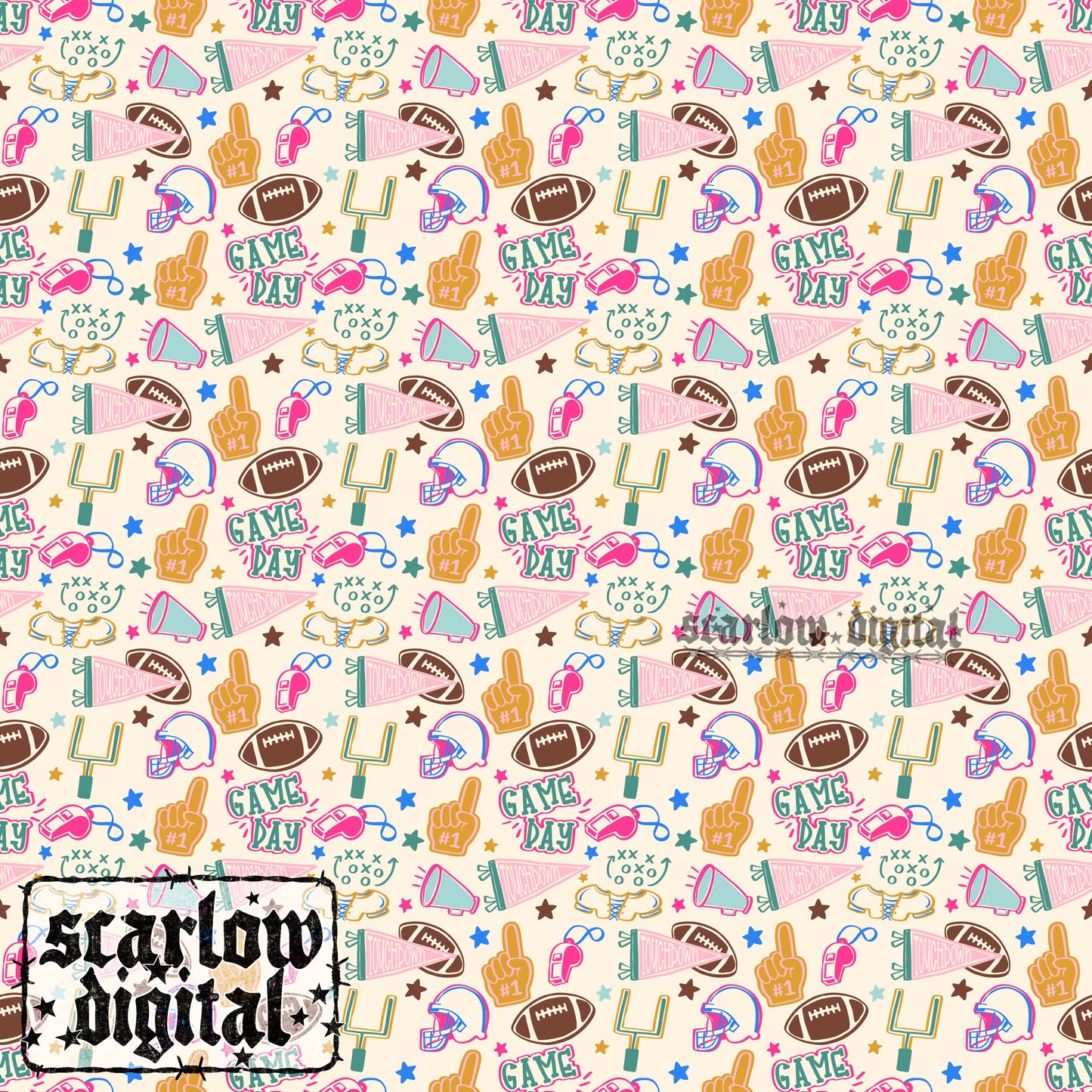 Game Day Football Seamless Pattern Digital Design