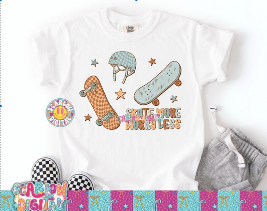 Skate More Worry Less PNG Digital Design