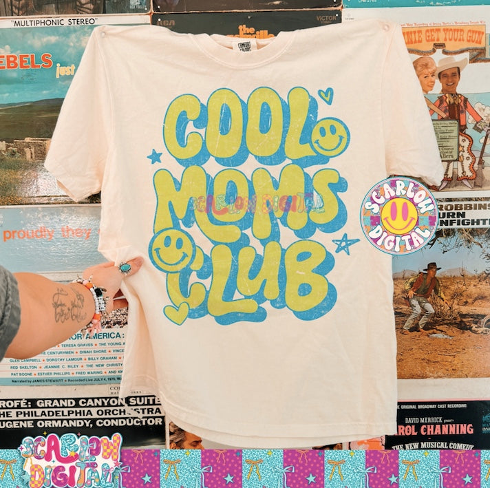 Cool Moms Club in Blue and Green PNG Digital Design