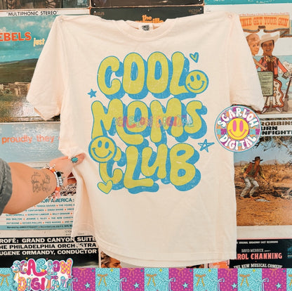 Cool Moms Club in Blue and Green PNG Digital Design
