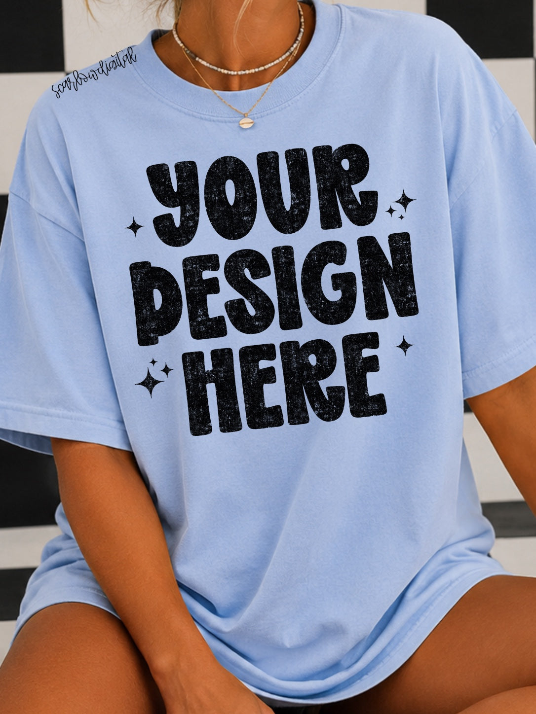 Chambray Comfort Colors Unisex Garment-Dyed Heavyweight T-Shirt 1717 Mockup