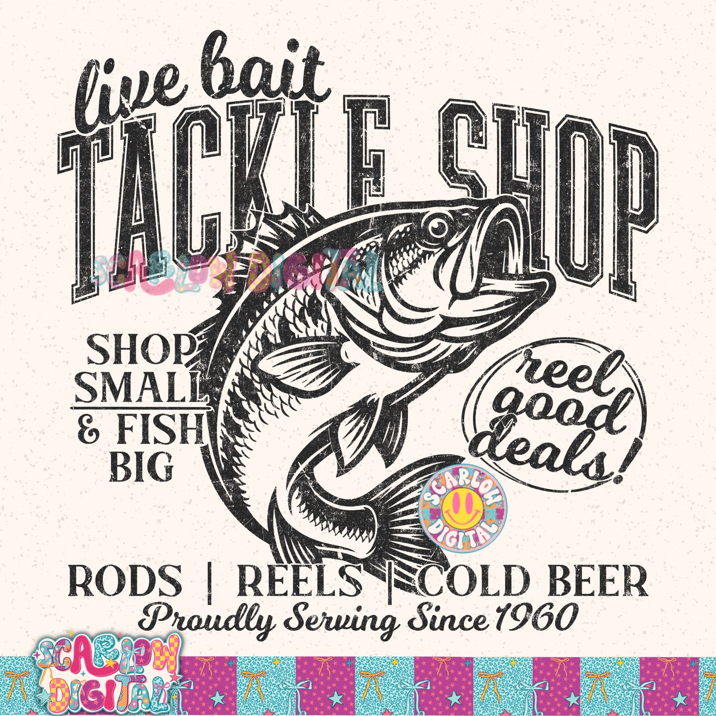 Live Bait Tackle Shop PNG Digital Design
