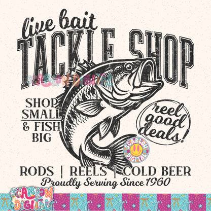 Live Bait Tackle Shop PNG Digital Design
