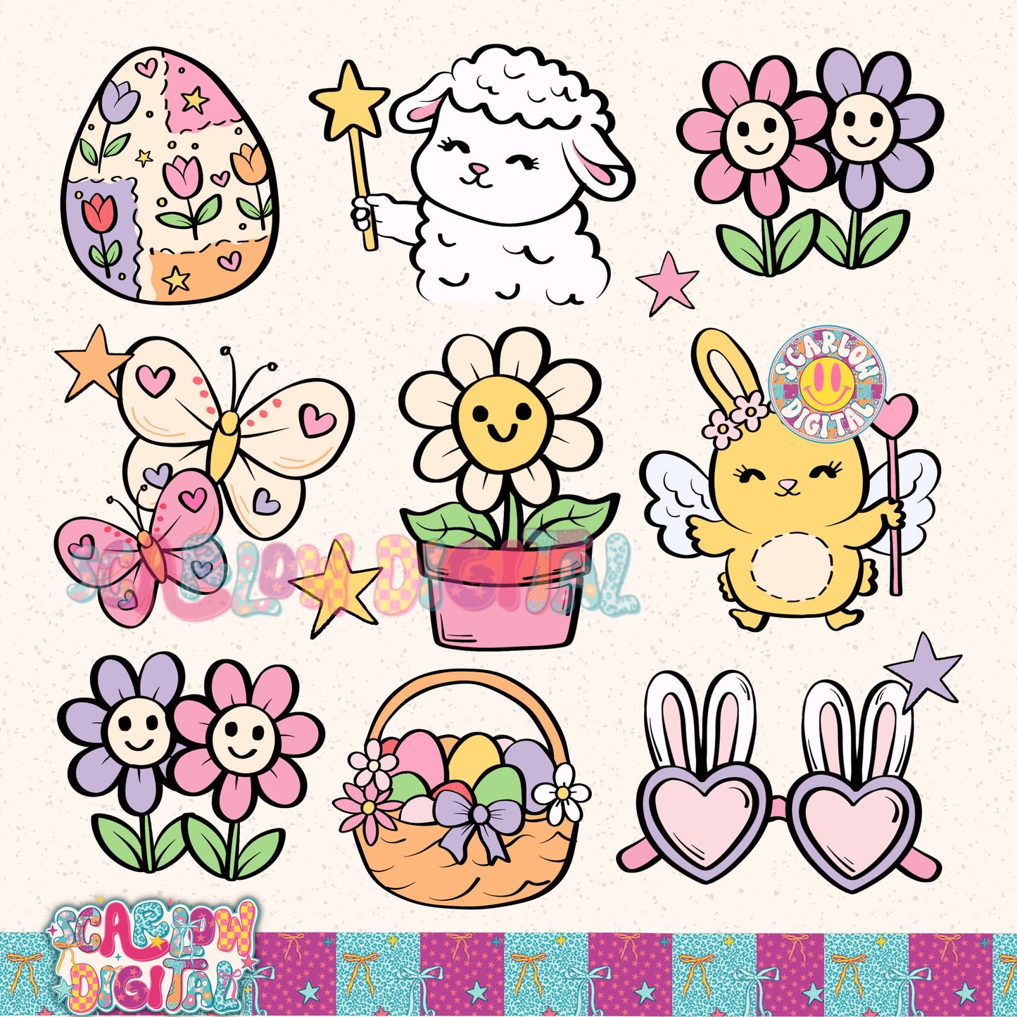 Easter Doodles PNG Digital Design