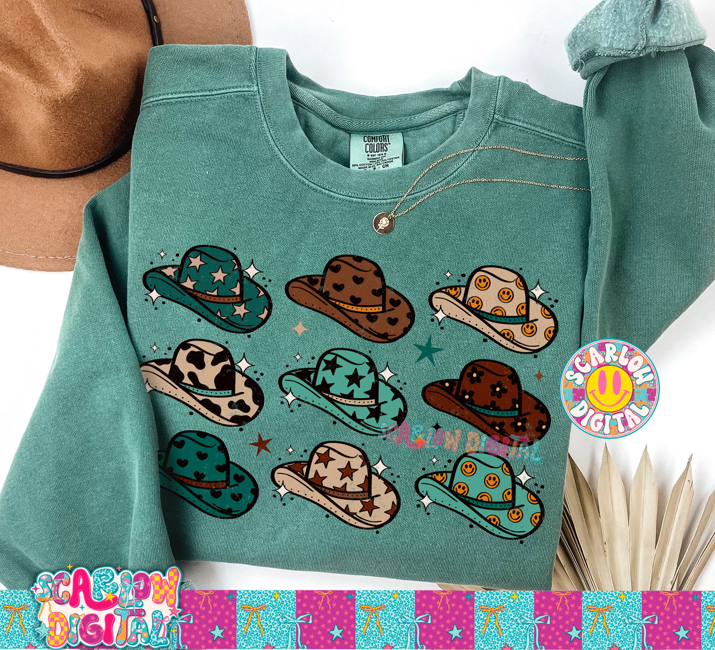 Blue Cowgirl Hats PNG Digital Design