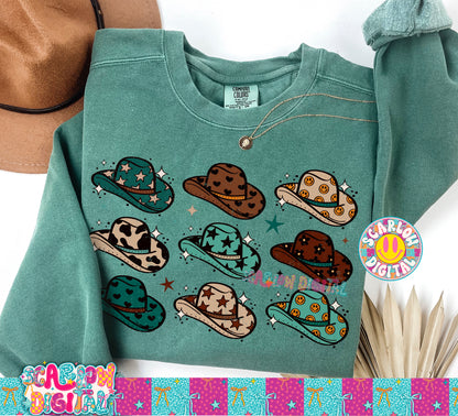 Blue Cowgirl Hats PNG Digital Design