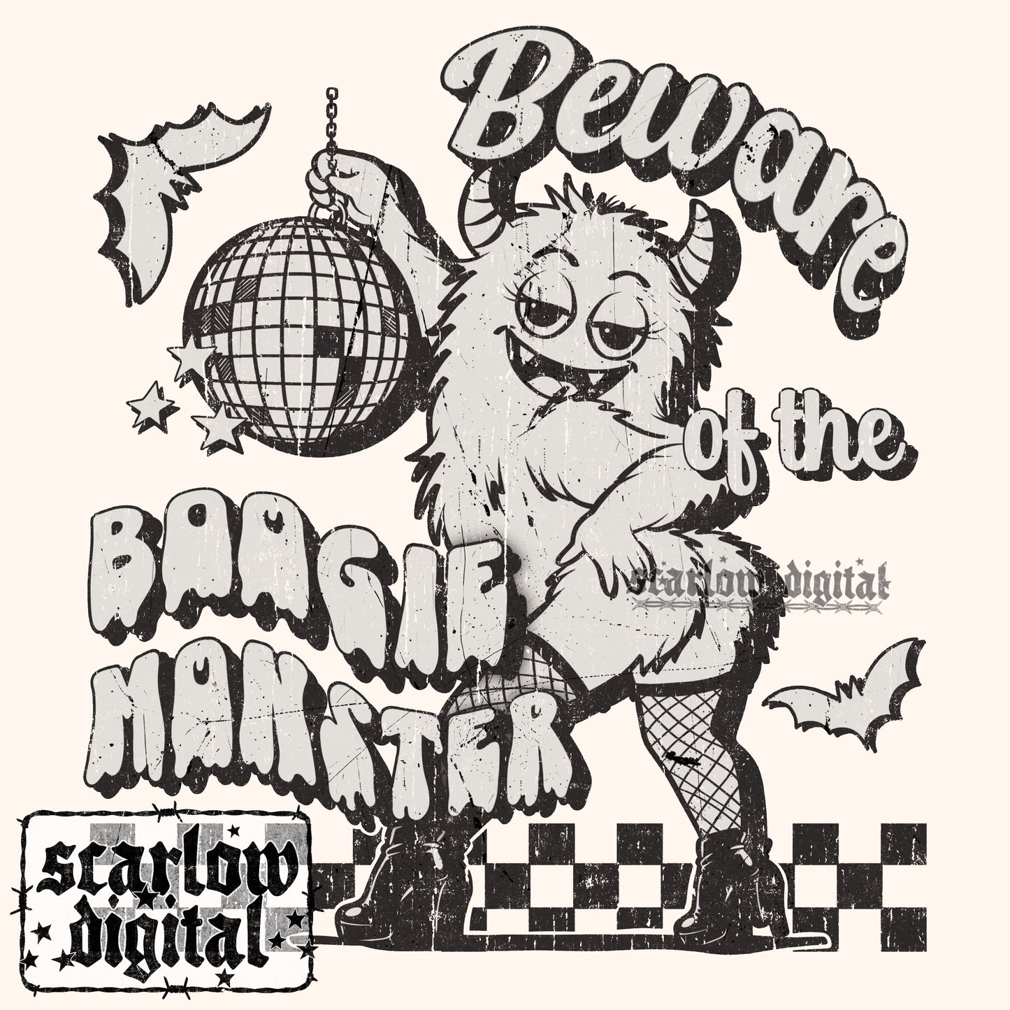 Beware of the Boogie Monster PNG Digital Design