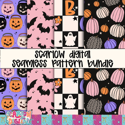 Cute Spooky Halloween Seamless Pattern Digital Design