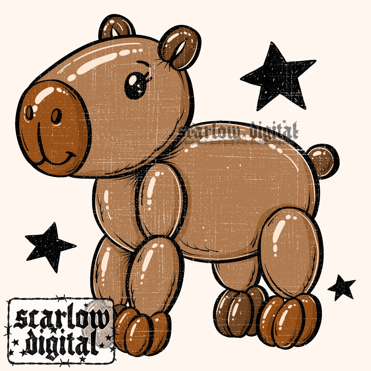 Capybara Balloon Animal PNG Digital Design