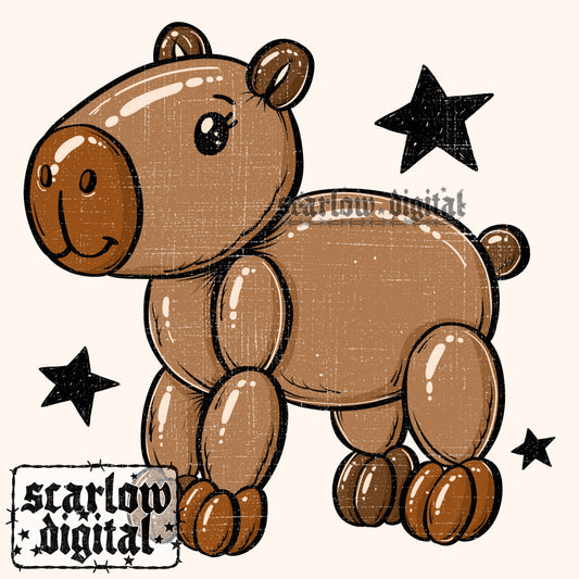 Capybara Balloon Animal PNG Digital Design