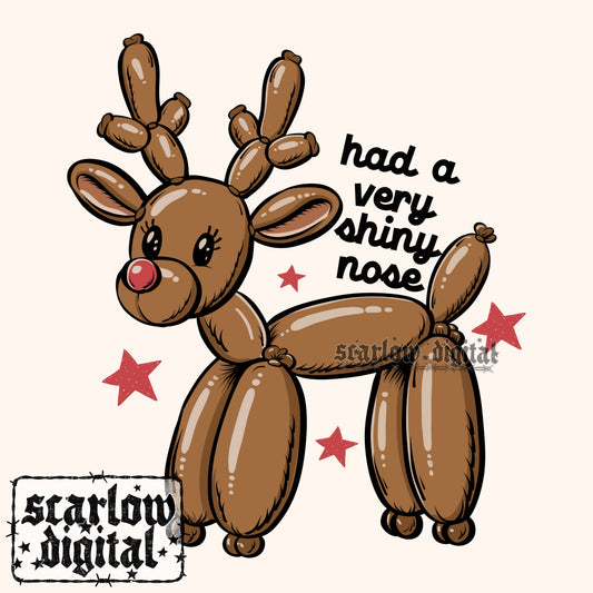 Had a Very Shiny Nose Christmas Reindeer Red Nose PNG Digital Design