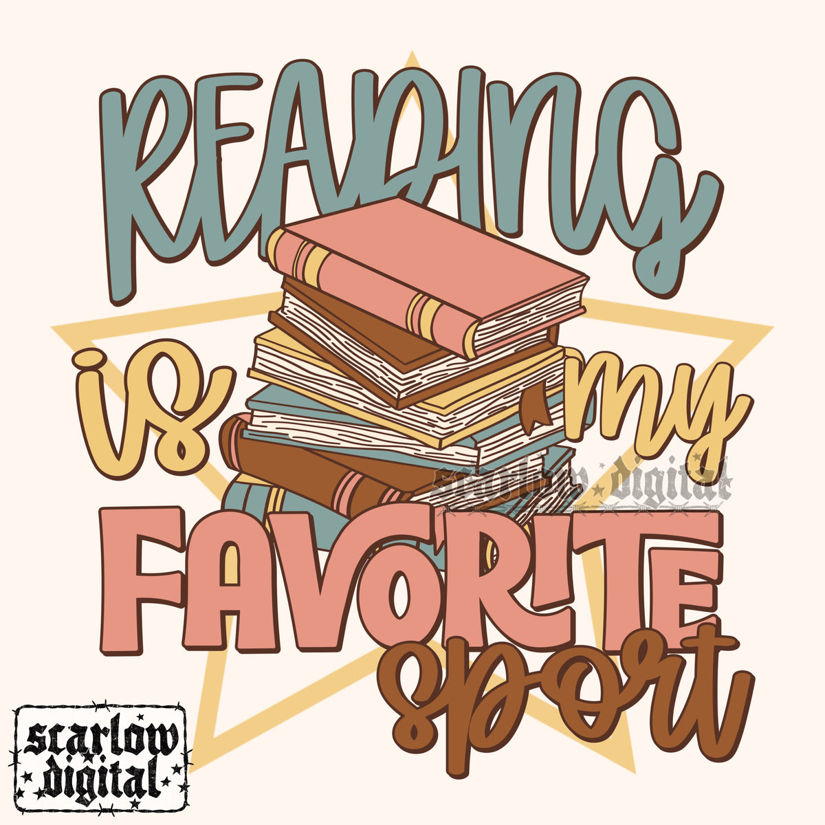 Reading is My Favorite Sport PNG Digital Design