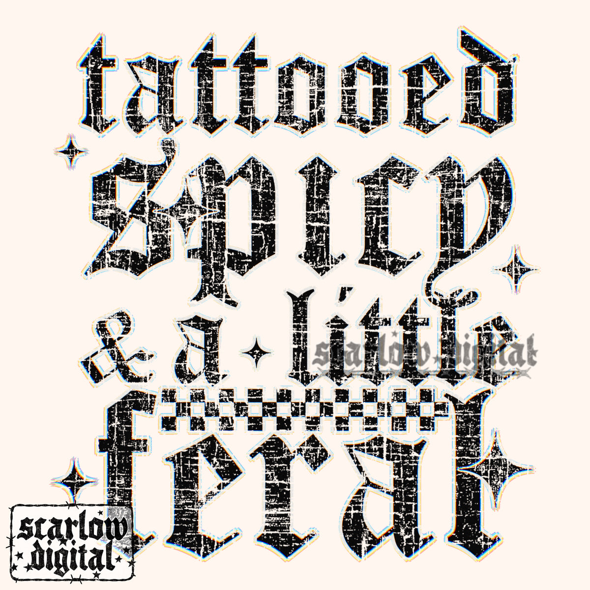 Tattooed Spicy & a Little Feral PNG Digital Design