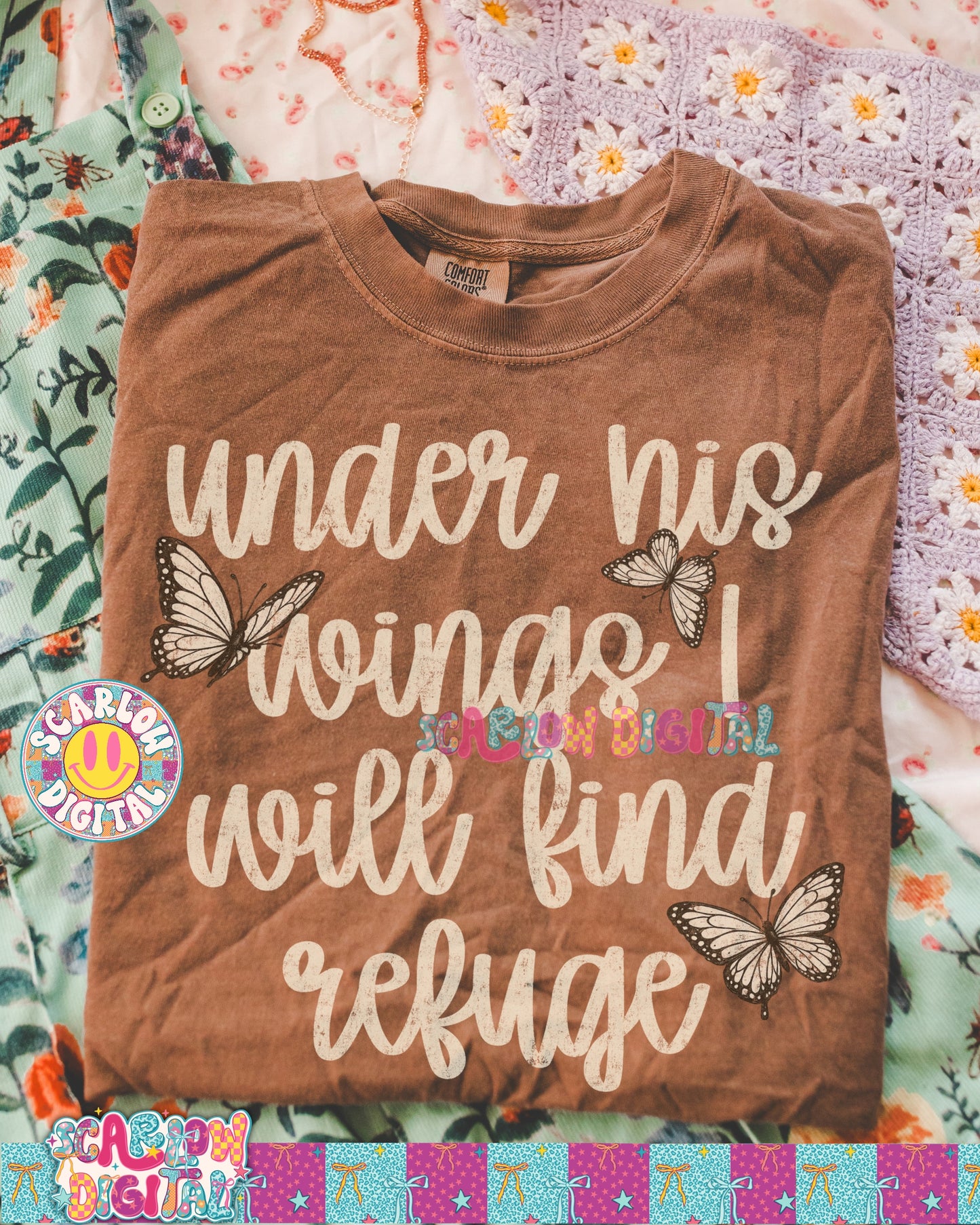 Under His Wings I Will Find Refuge PNG Digital Design