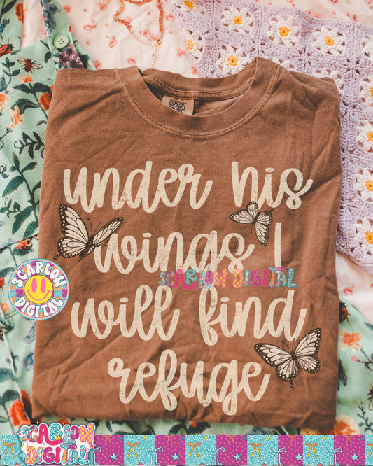 Under His Wings I Will Find Refuge PNG Digital Design