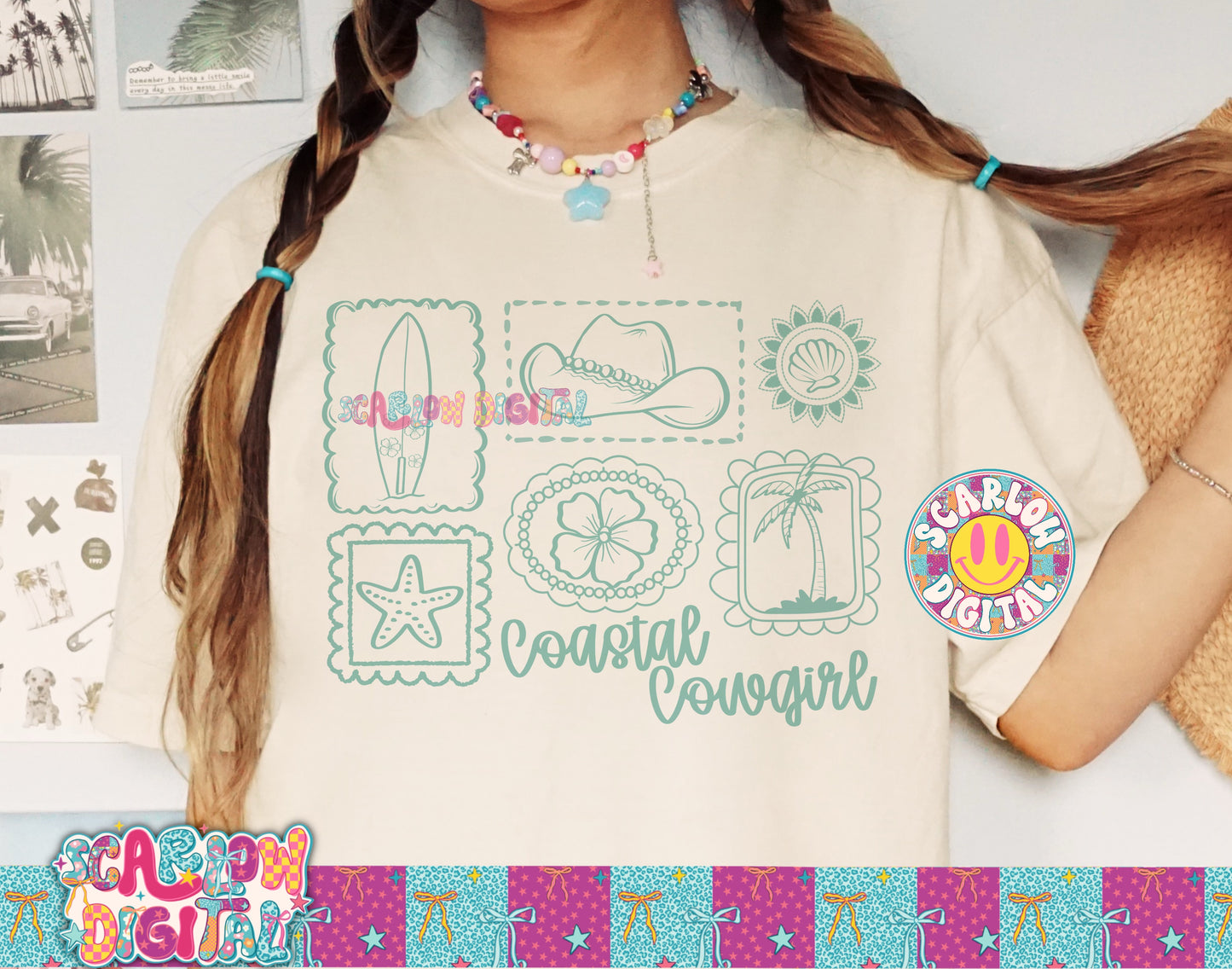 Coastal Cowgirl Single Color PNG Digital Design