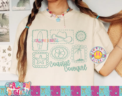 Coastal Cowgirl Single Color PNG Digital Design
