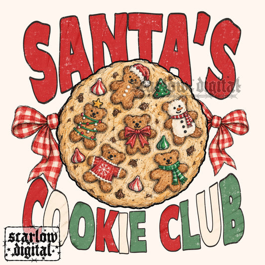 Santa's Cookie Club PNG Digital Design