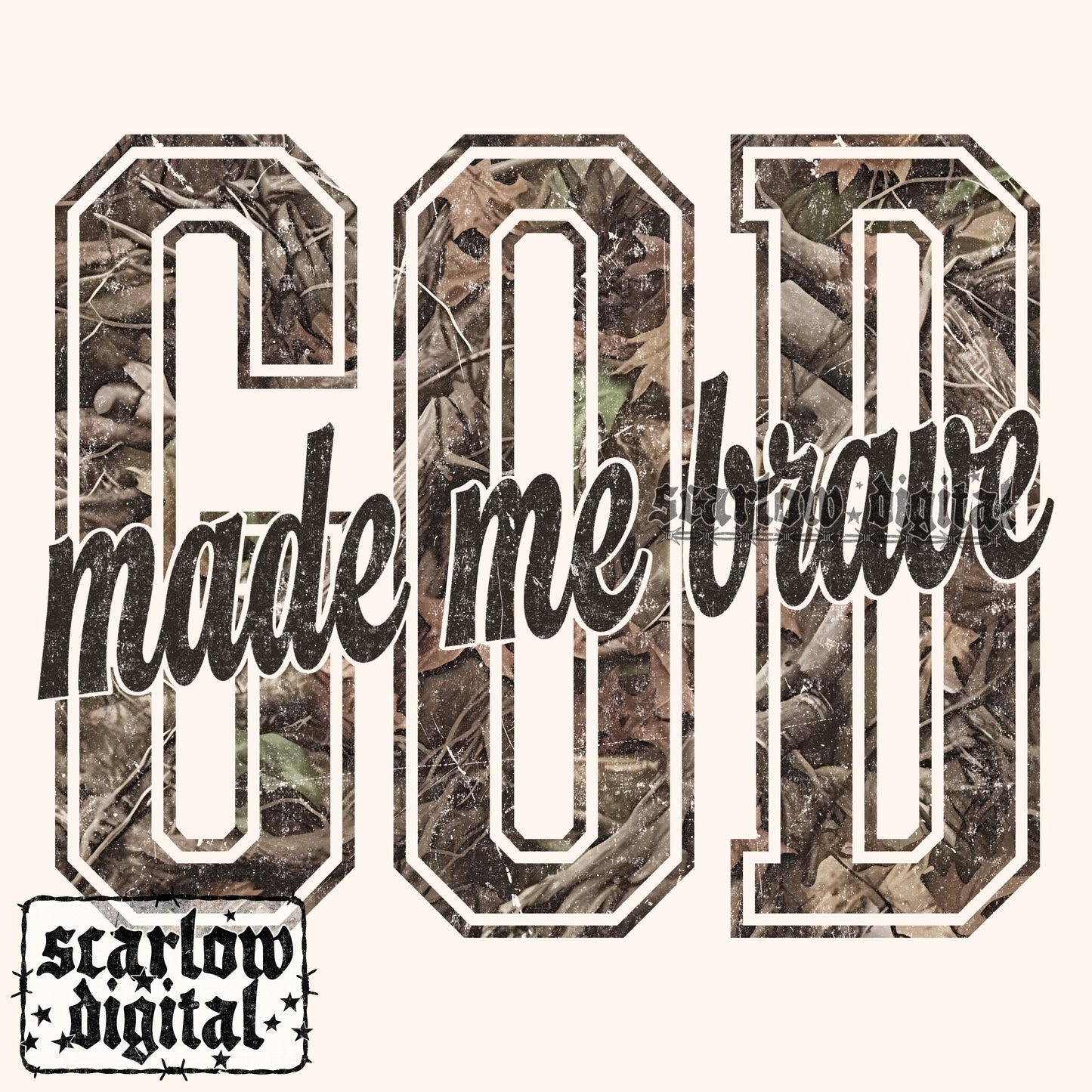 God Made Me Brave Christian Camo Boy PNG Digital Design