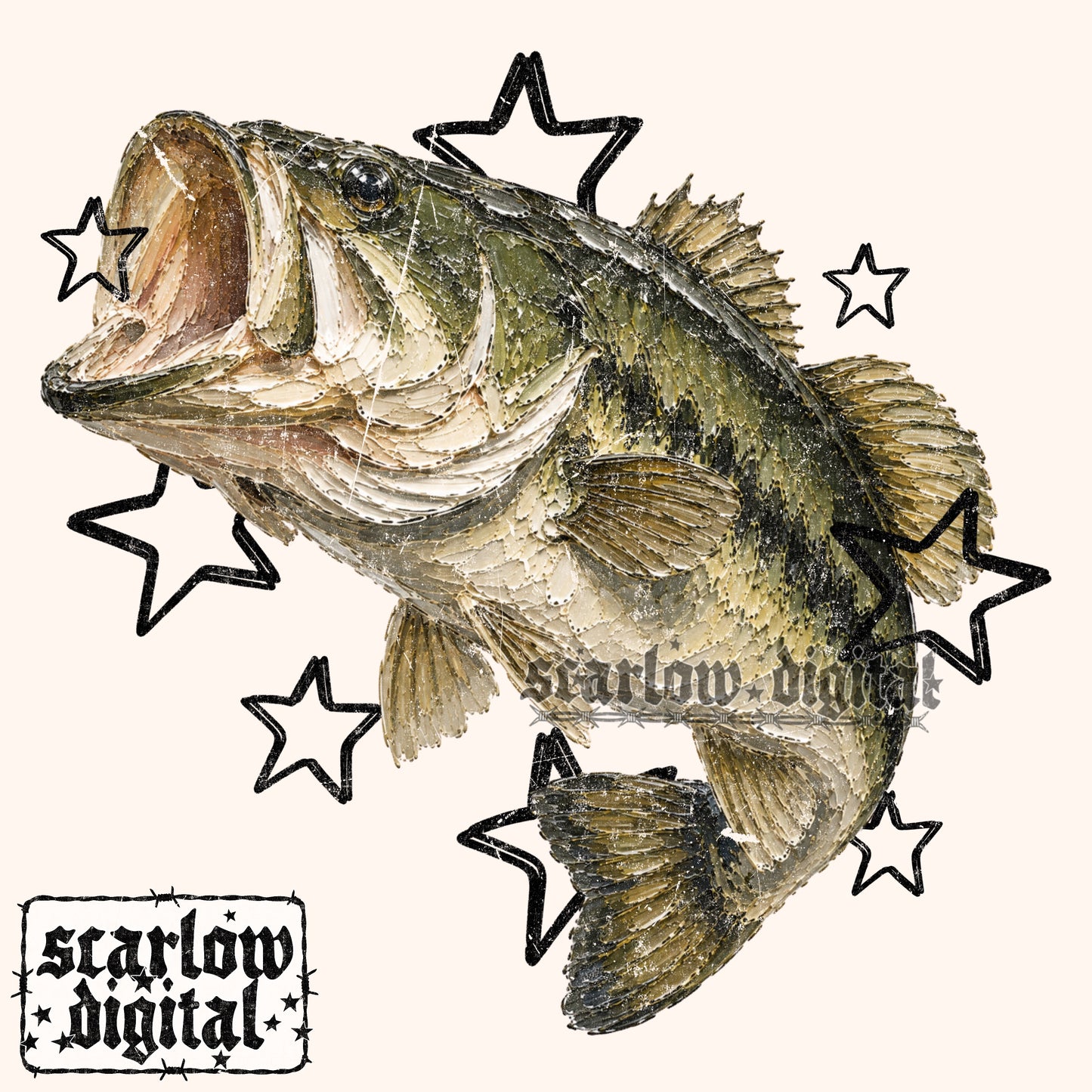 Painted Bass PNG Digital Design