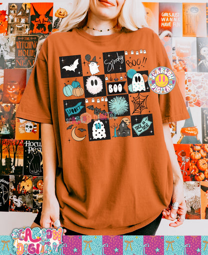 Spooky Checkers in Blue PNG Digital Design