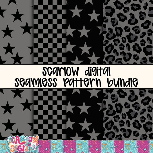 Black and Grey Seamless Pattern Bundle Digital Design