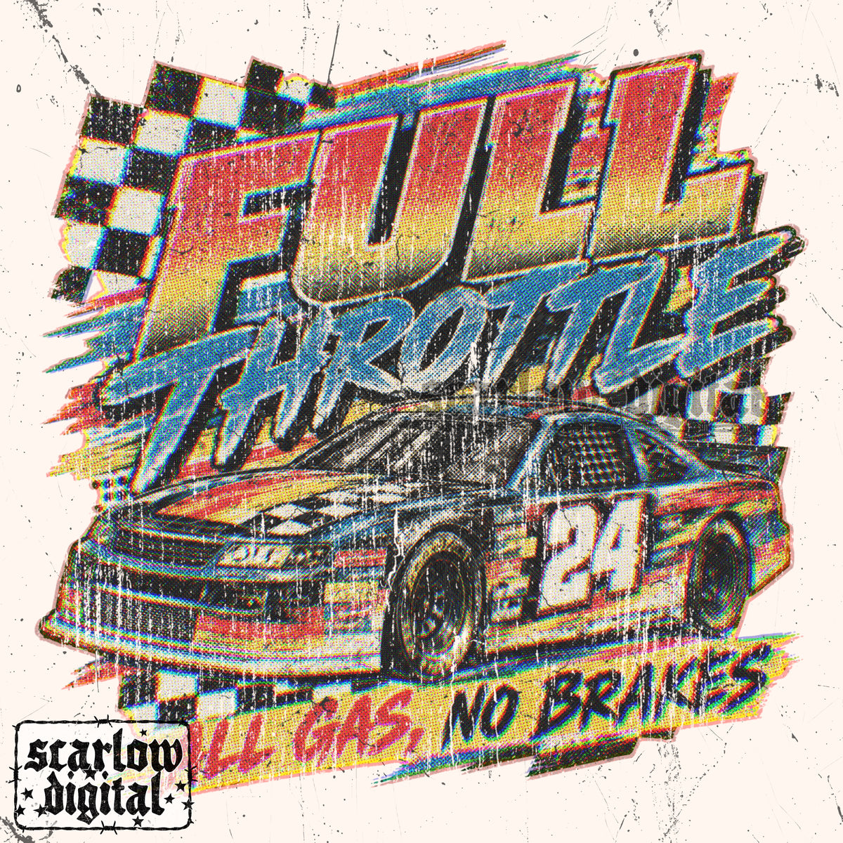Full Throttle All Gas No Brakes Racing PNG Digital Design
