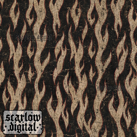 Vintage Flames Seamless Pattern Digital Design