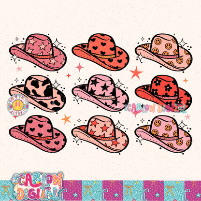 Pink Cowgirl Hats PNG Digital Design