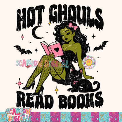 NEW NEW NEW! Hot Ghouls Read Books PNG Digital Design