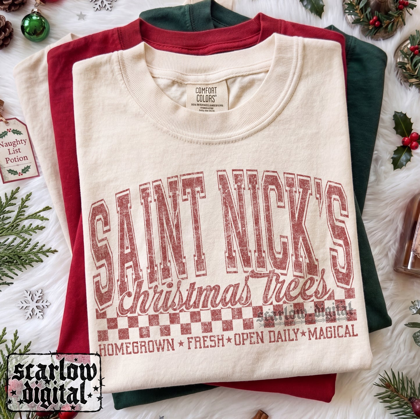Saint Nick's Christmas Tree Farm PNG Digital Design