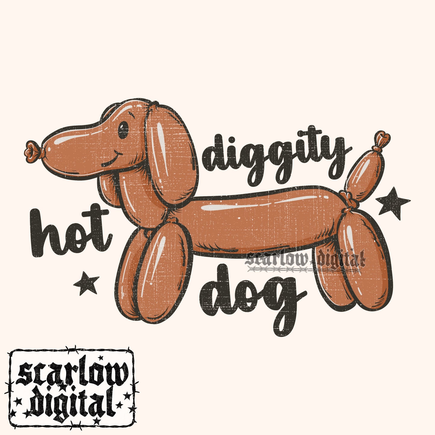 Weiner Dog Balloon Animal Hot Diggity Dog PNG Digital Design