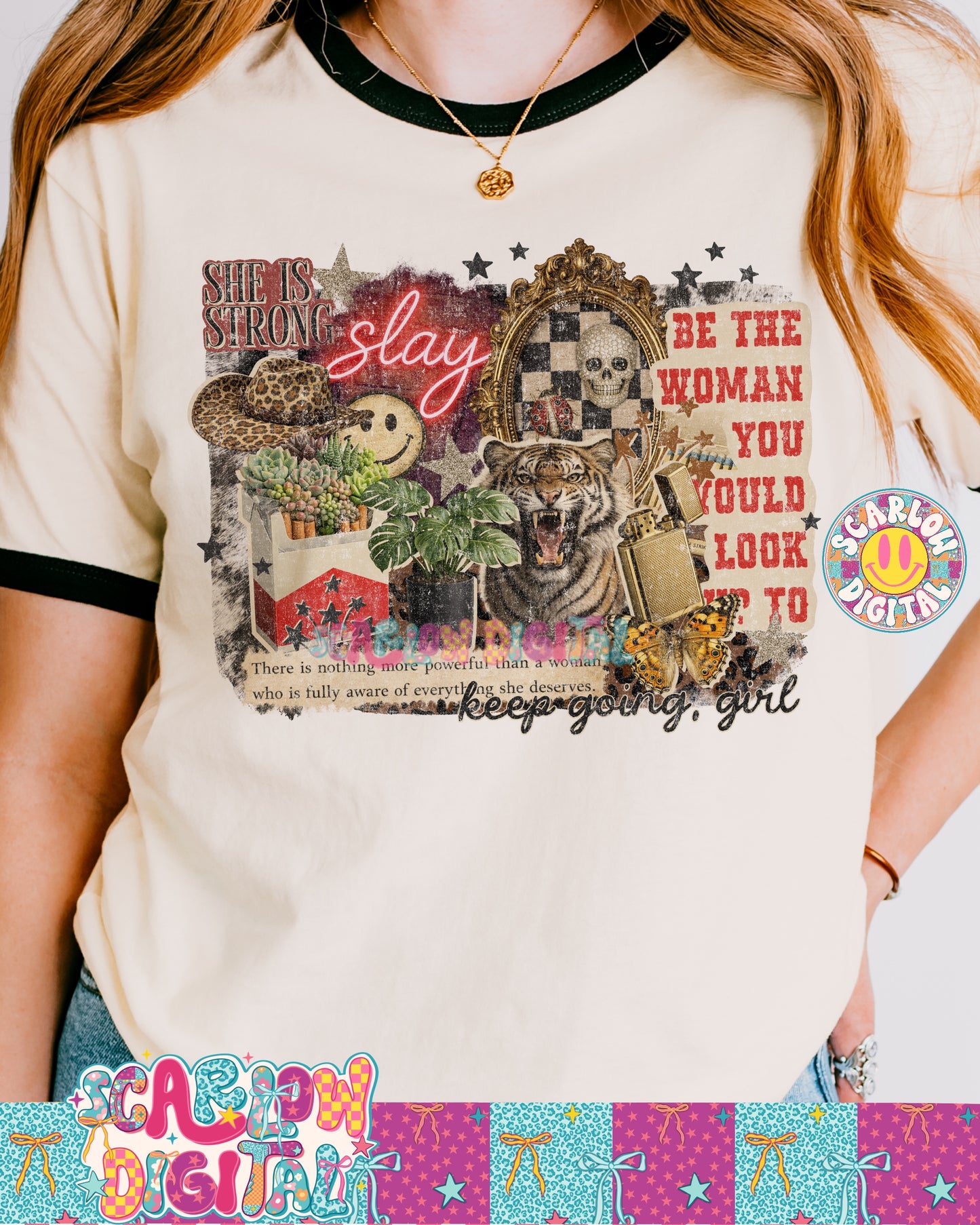 Strong Woman Collage PNG Digital Design