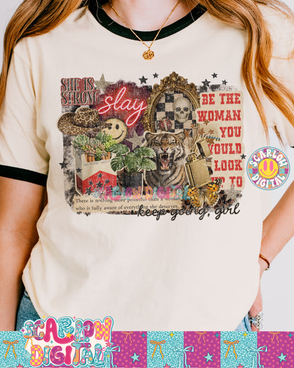 Strong Woman Collage PNG Digital Design