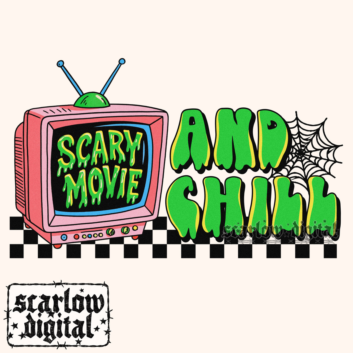 Scary Movie and Chill PNG Digital Design