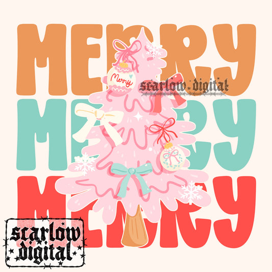 Merry Christmas Tree PNG Digital Design